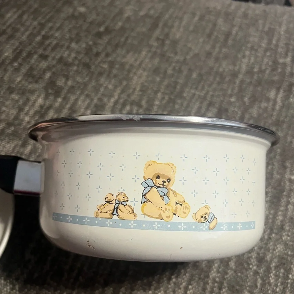 Tienshan Teddy Bear Metal Pot with Lid Vintage Collectors RARE!
